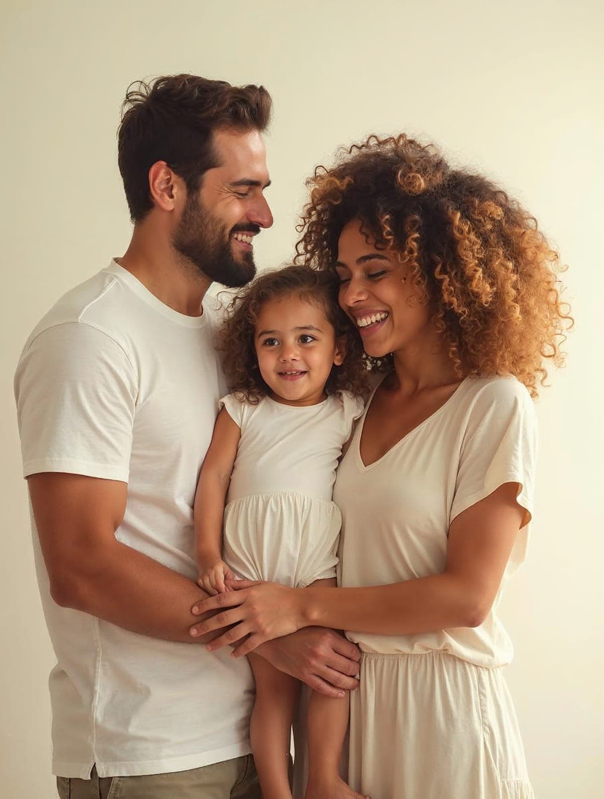 Família sorrindo, protegida por um plano de saúde